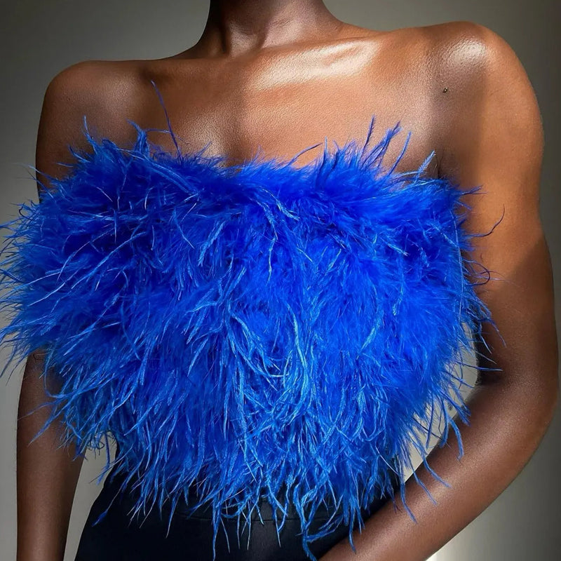 Alexa - Wol Bandeau Top Met Veren