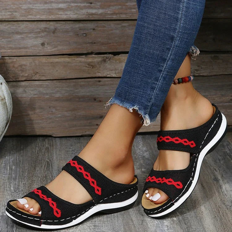 Maite – Comfortabele wedgesandalen met borduursel voor dames
