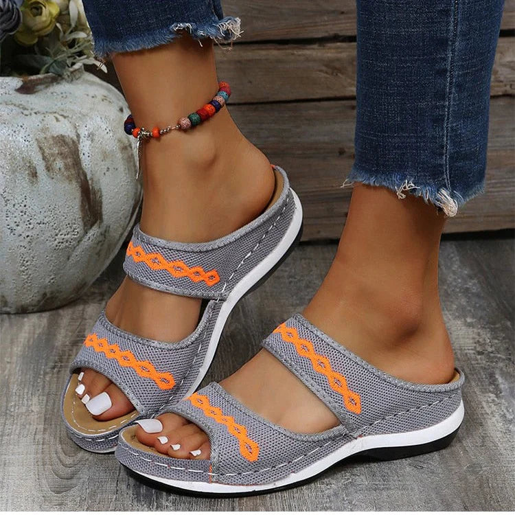 Maite – Comfortabele wedgesandalen met borduursel voor dames