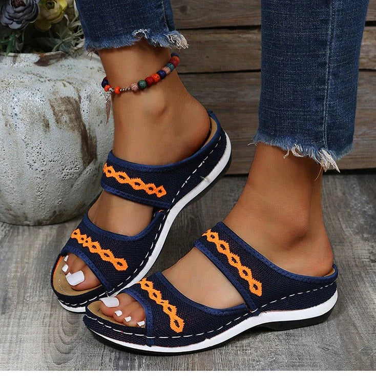 Maite – Comfortabele wedgesandalen met borduursel voor dames