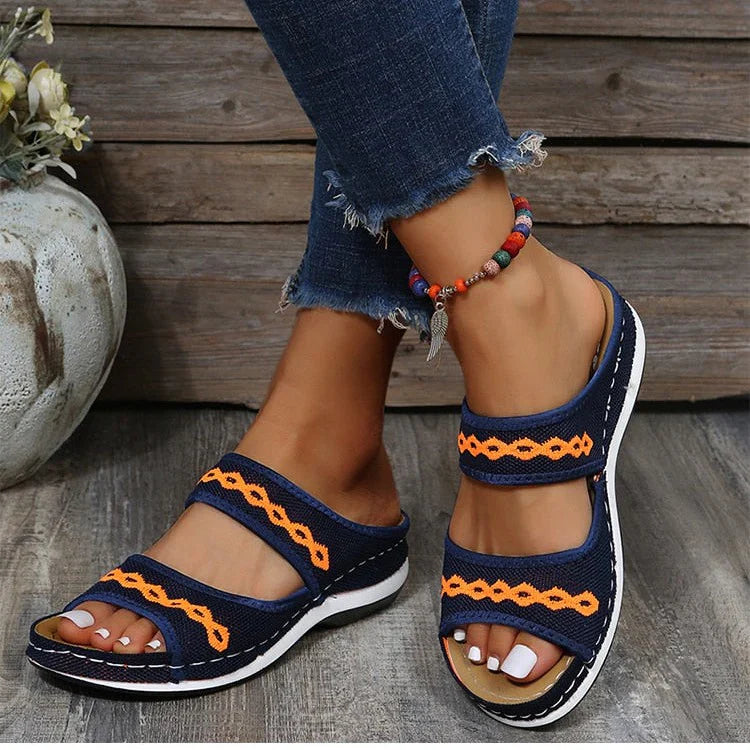 Maite – Comfortabele wedgesandalen met borduursel voor dames