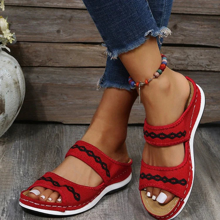 Maite – Comfortabele wedgesandalen met borduursel voor dames