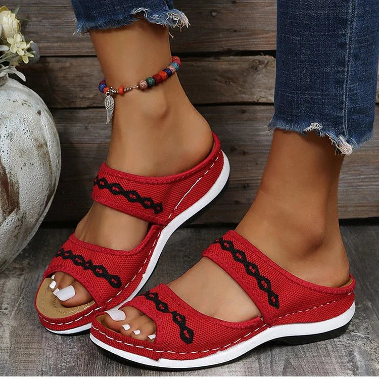 Maite – Comfortabele wedgesandalen met borduursel voor dames