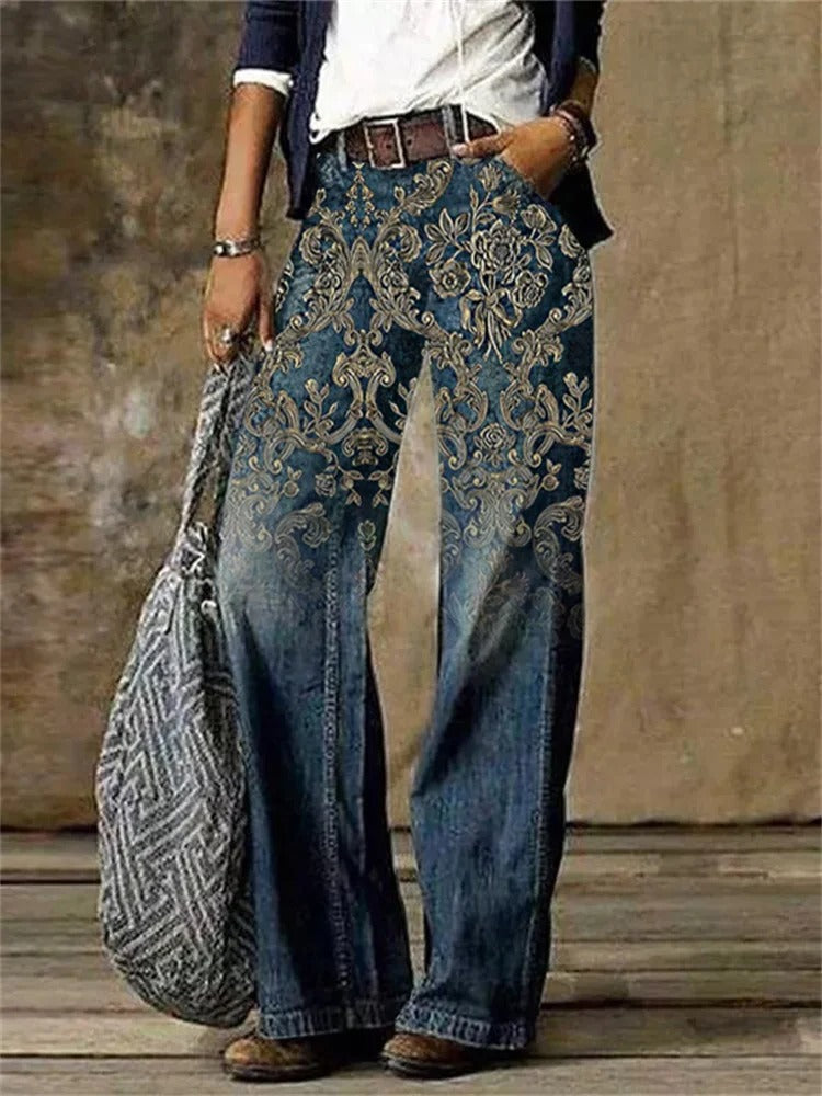 Olivette - Denim broek van hoge kwaliteit katoenen twill