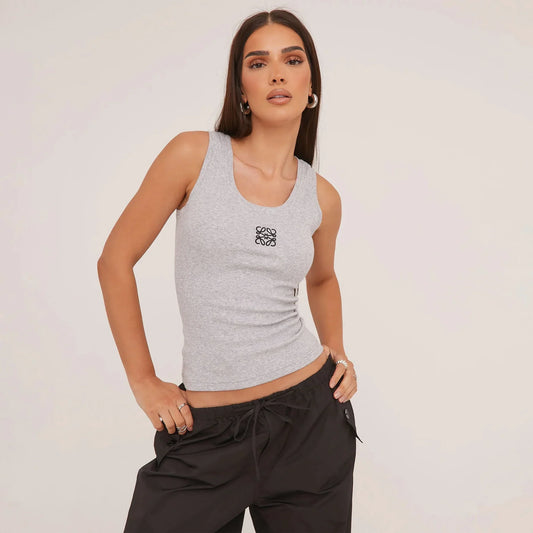 Mireya – Geribbelde tanktop van katoenen tricot
