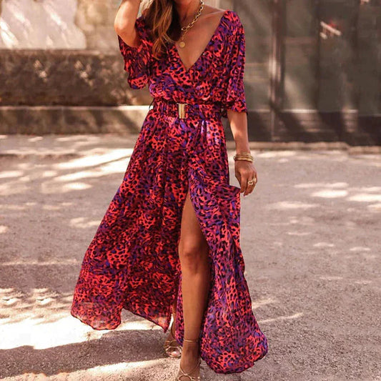 Zyfa – Elegante maxi-jurk met een diepe V-hals