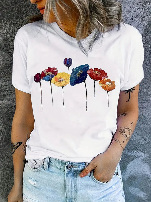 Naevithra – T-shirt met bloemmotief