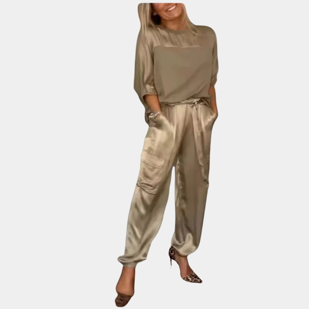 Danika - Elegant satijnen chic set [top+broek]