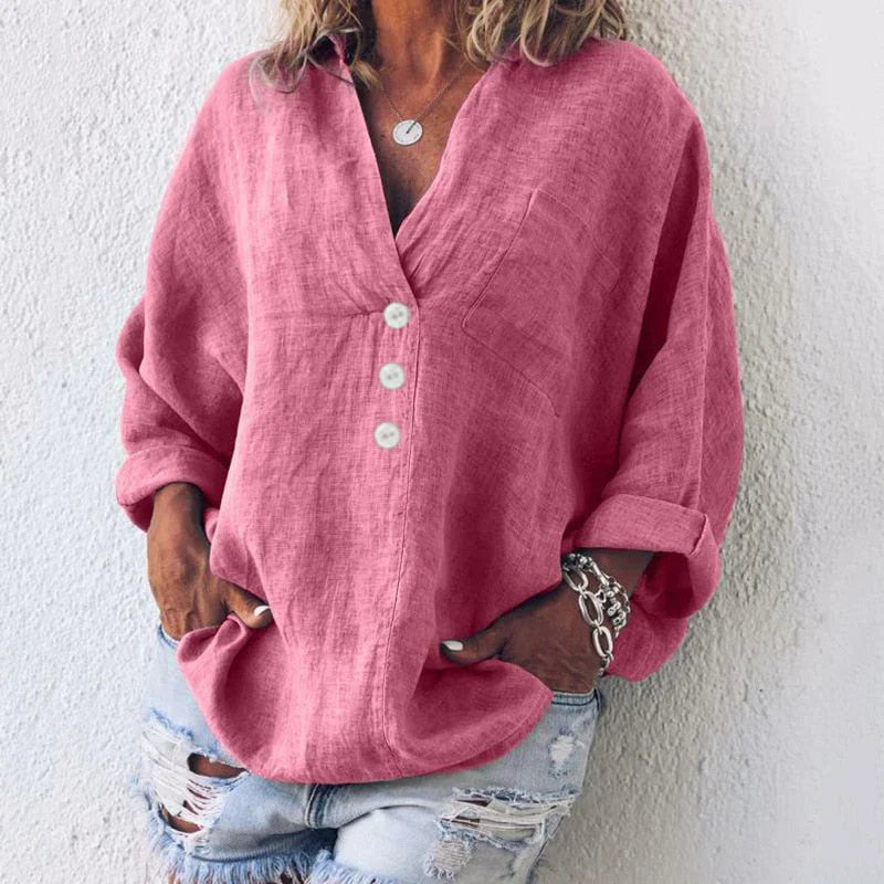 Iskara – Losse katoenen linnen blouse