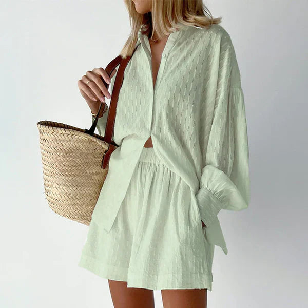 Savanna - Casual ademende chique set [blouse+shorts]