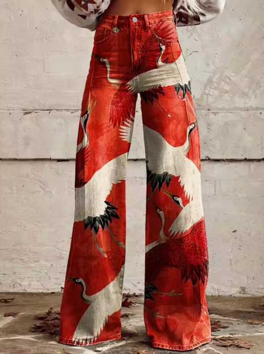 Anzhela – Wijde Broek met Kleurrijke Print