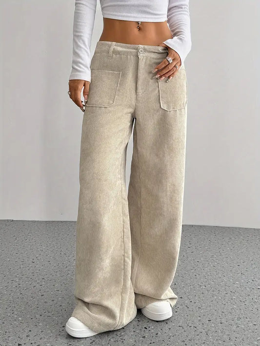 Ishbel – Katoenen corduroy broek met wijde pijpen