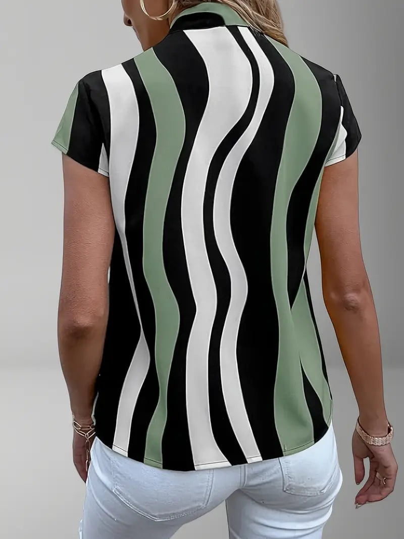 Genovra – Blouse met print en strikkraag