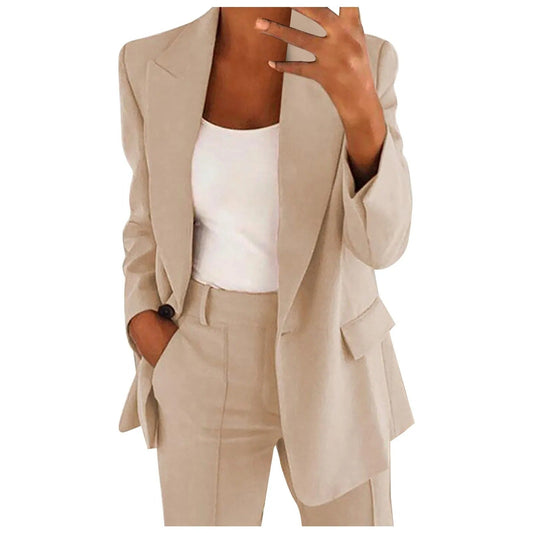 MiraSet - Dames Pak Set met Blazer en Pantalon in Effen Kleur